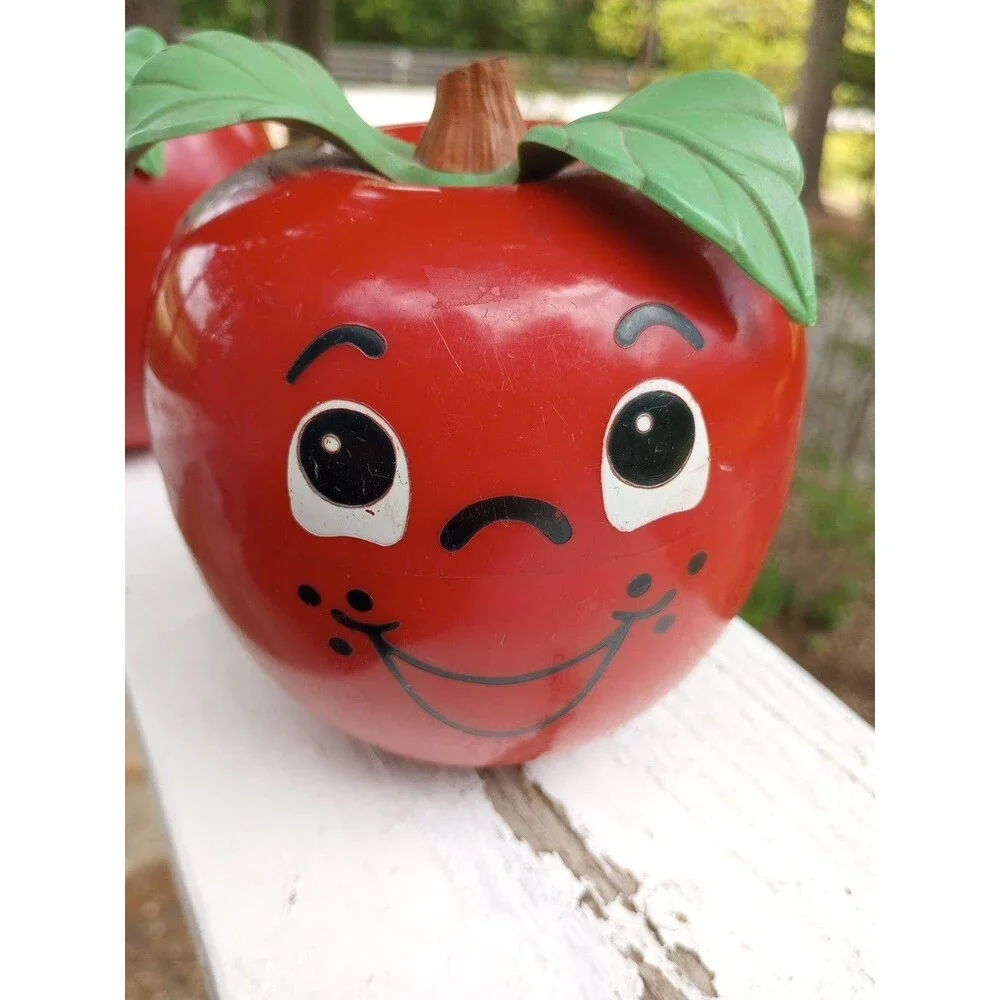 Vintage 1972 Fisher-Price Happy Apple w/ Short Stem, Roly Poly Chime WORKS USA